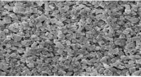 Microscopy image of angular boehmite particles coating separator film